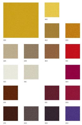 Stoffmusterkarte Tonus 4 Kvadrat mit verschiedenen Farbvarianten und Nummern für Möbelstoffe und Polsterstoffe.